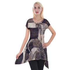 Jurisprudence - Gustav Klimt Short Sleeve Side Drop Tunic by Valentinaart