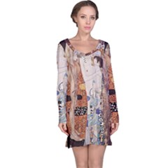 The Three Ages Of Woman- Gustav Klimt Long Sleeve Nightdress by Valentinaart