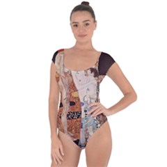 The Three Ages Of Woman- Gustav Klimt Short Sleeve Leotard  by Valentinaart