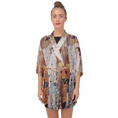 The Three Ages Of Woman- Gustav Klimt Half Sleeve Chiffon Kimono by Valentinaart