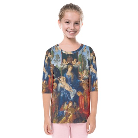 Feast Of The Rosary - Albrecht Dürer Kids  Quarter Sleeve Raglan Tee by Valentinaart