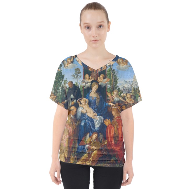 Feast of the Rosary - Albrecht Dürer V-Neck Dolman Drape Top