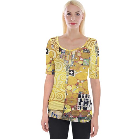 The Embrace - Gustav Klimt Wide Neckline Tee by Valentinaart