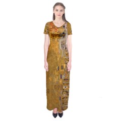 Adele Bloch-bauer I - Gustav Klimt Short Sleeve Maxi Dress by Valentinaart