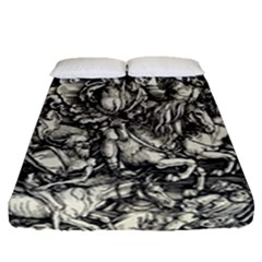 Four Horsemen Of The Apocalypse - Albrecht Dürer Fitted Sheet (queen Size) by Valentinaart