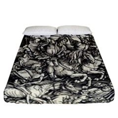 Four Horsemen Of The Apocalypse - Albrecht Dürer Fitted Sheet (california King Size) by Valentinaart