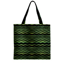 Modern Wavy Stripes Pattern Zipper Grocery Tote Bag by dflcprints