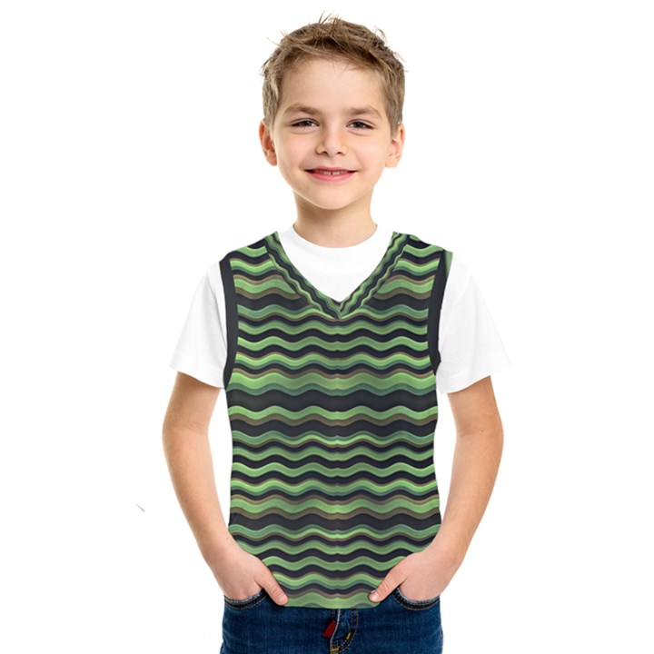 Modern Wavy Stripes Pattern Kids  SportsWear