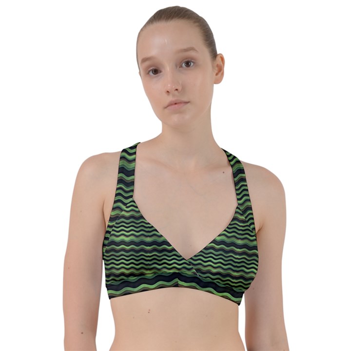 Modern Wavy Stripes Pattern Sweetheart Sports Bra