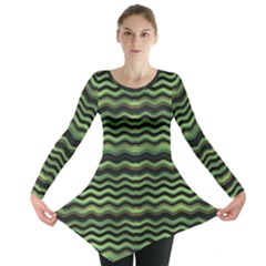 Modern Wavy Stripes Pattern Long Sleeve Tunic  by dflcprints