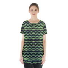 Modern Wavy Stripes Pattern Skirt Hem Sports Top by dflcprints