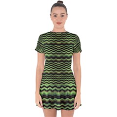 Modern Wavy Stripes Pattern Drop Hem Mini Chiffon Dress by dflcprints