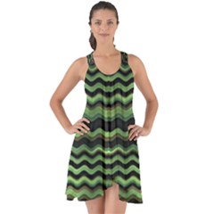 Modern Wavy Stripes Pattern Show Some Back Chiffon Dress by dflcprints