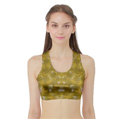 Golden Stars In Modern Renaissance Style Sports Bra With Border by pepitasart