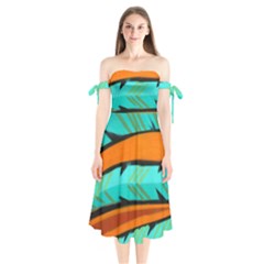 Abstract Art Artistic Shoulder Tie Bardot Midi Dress by Modern2018