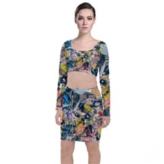 Abstract Art Berlin Long Sleeve Crop Top & Bodycon Skirt Set by Modern2018