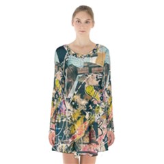 Abstract Art Berlin Long Sleeve Velvet V-neck Dress by Modern2018