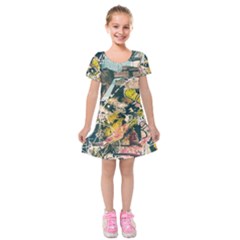 Abstract Art Berlin Kids  Short Sleeve Velvet Dress