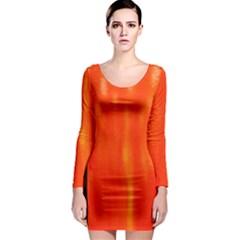 Abstract Orange Long Sleeve Bodycon Dress by Modern2018