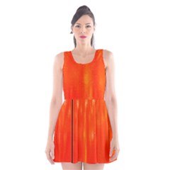 Abstract Orange Scoop Neck Skater Dress by Modern2018