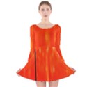 Abstract Orange Long Sleeve Velvet Skater Dress View1