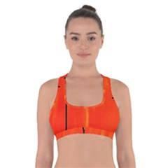 Abstract Orange Cross Back Sports Bra by Modern2018