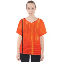 Abstract Orange V-neck Dolman Drape Top