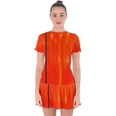 Abstract Orange Drop Hem Mini Chiffon Dress by Modern2018