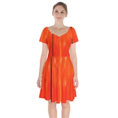 Abstract Orange Short Sleeve Bardot Dress by Modern2018