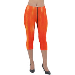 Abstract Orange Lightweight Velour Capri Leggings  by Modern2018