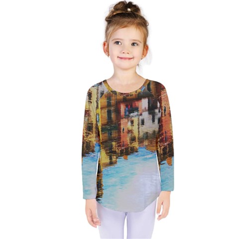 Architecture Art Blue Kids  Long Sleeve Tee by Modern2018