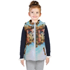 Architecture Art Blue Kid s Hooded Puffer Vest by Modern2018