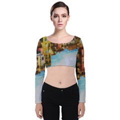 Architecture Art Blue Velvet Crop Top by Modern2018