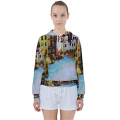 Architecture Art Blue Women s Tie Up Sweat