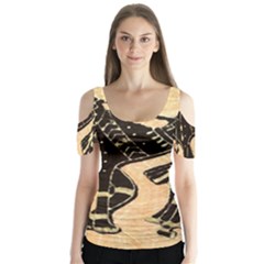 Antique Apparel Art Butterfly Sleeve Cutout Tee 