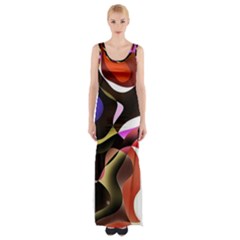 Abstract Full Colour Background Maxi Thigh Split Dress