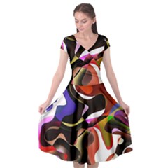 Abstract Full Colour Background Cap Sleeve Wrap Front Dress by Modern2018