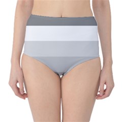 Elegant Shades Of Gray Stripes Pattern Striped Classic High-waist Bikini Bottoms by yoursparklingshop