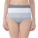 Elegant Shades Of Gray Stripes Pattern Striped Classic High-Waist Bikini Bottoms View1