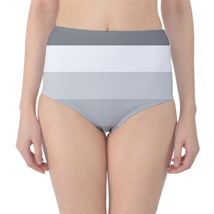 Elegant Shades Of Gray Stripes Pattern Striped Classic High-Waist Bikini Bottoms