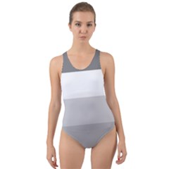 Elegant Shades Of Gray Stripes Pattern Striped Cut-out Back One Piece Swimsuit by yoursparklingshop