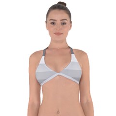 Elegant Shades Of Gray Stripes Pattern Striped Halter Neck Bikini Top