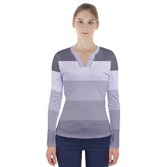 Elegant Shades Of Gray Stripes Pattern Striped V-neck Long Sleeve Top by yoursparklingshop