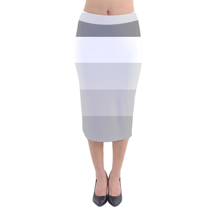 Elegant Shades Of Gray Stripes Pattern Striped Velvet Midi Pencil Skirt