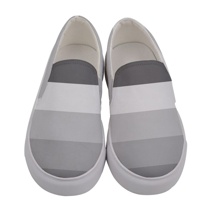 Elegant Shades Of Gray Stripes Pattern Striped Women s Canvas Slip Ons