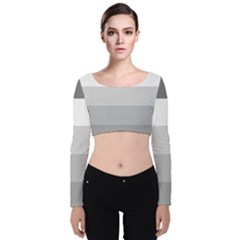 Elegant Shades Of Gray Stripes Pattern Striped Velvet Crop Top by yoursparklingshop