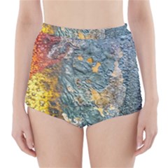 Colorful Abstract Texture  High-waisted Bikini Bottoms by dflcprints