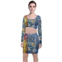 Colorful Abstract Texture  Long Sleeve Crop Top & Bodycon Skirt Set View1