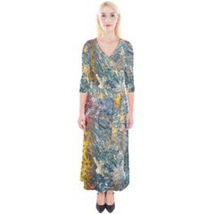 Colorful Abstract Texture  Quarter Sleeve Wrap Maxi Dress by dflcprints