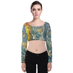 Colorful Abstract Texture  Velvet Crop Top by dflcprints